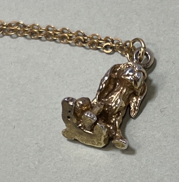 Vintage Cocker Spaniel Dog Pendant Necklace 1/20 Gold Filled 18”Gold Tone .5”