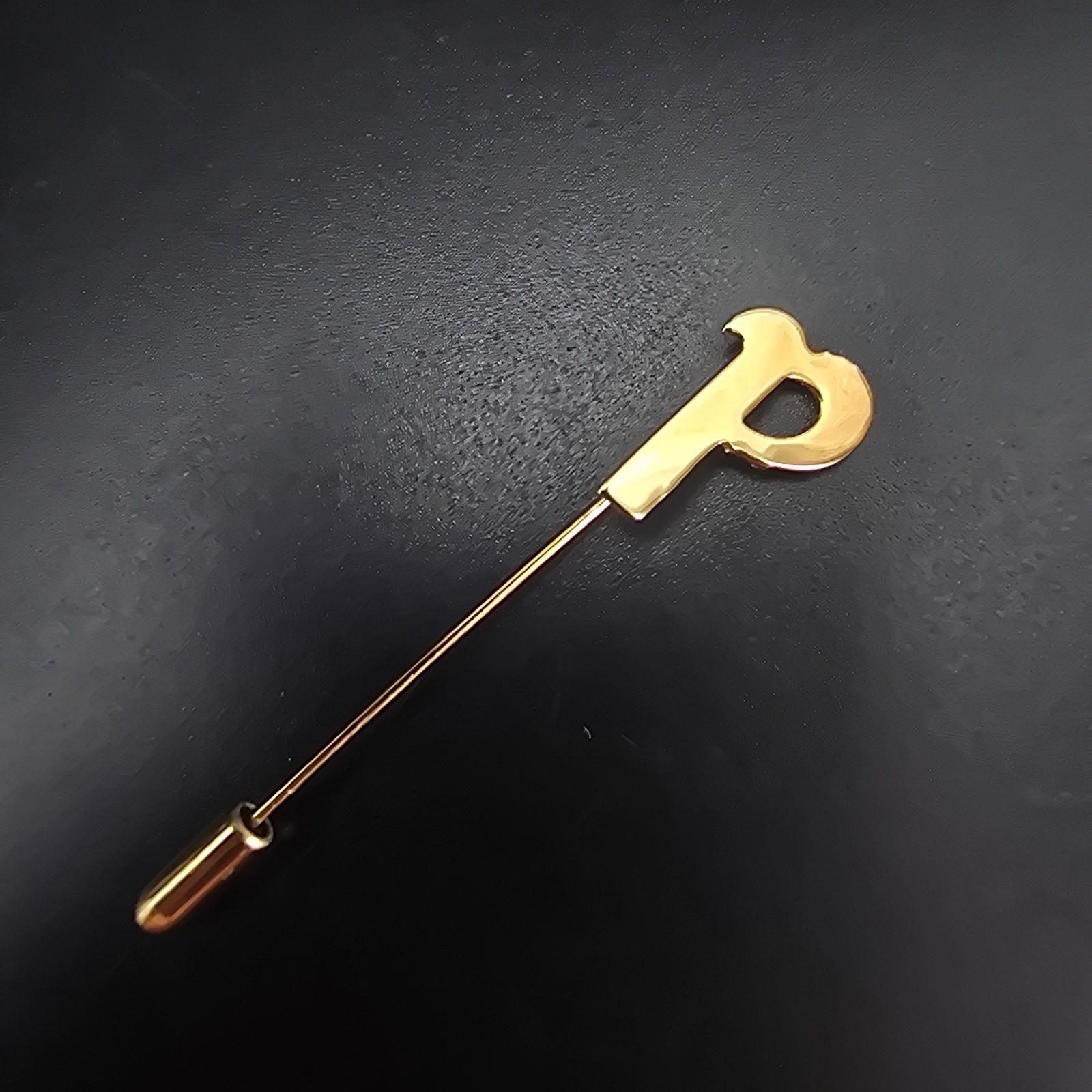 Vintage Gold Tone Letter P Initial Stick Pin Timeless Classic New Old Stock