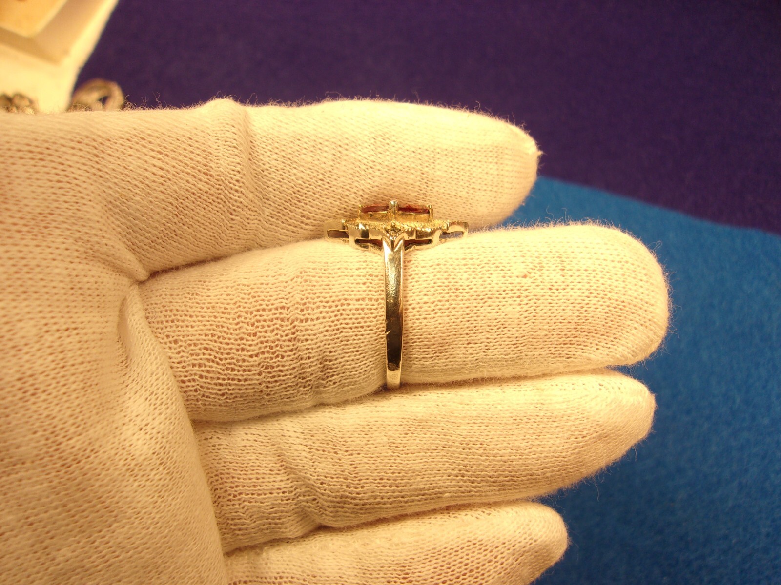 #3 of 6, SUPERB OLDER VTG LADY’S STERLING SLVER, ORANGE GARNET & MARCASITE RING