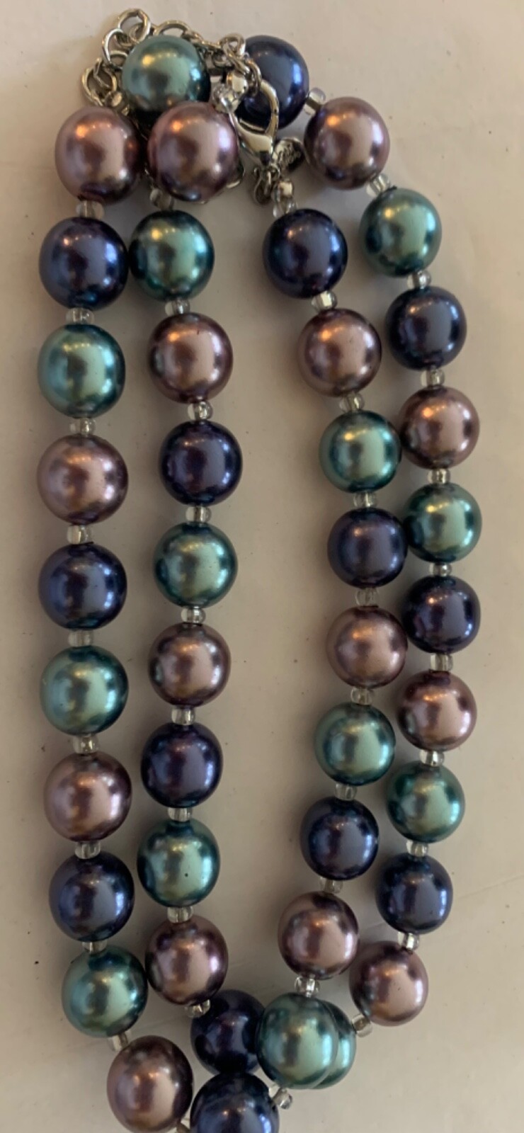 VINTAGE JOAN RIVERS Multi-Color Pastel Pearl Bead Strand Long Necklace
