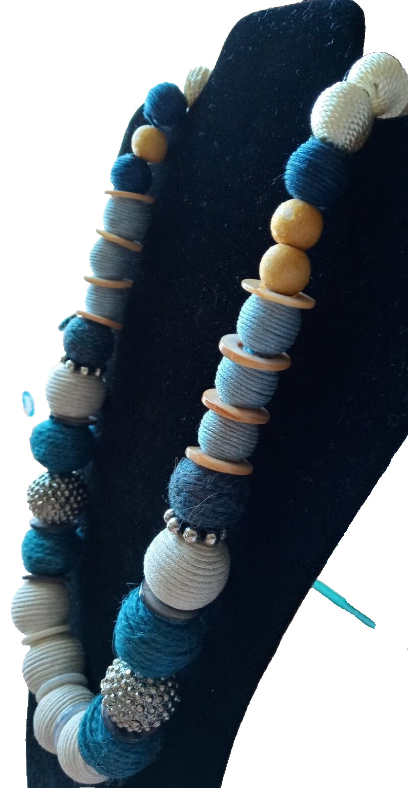 Vintage Large Chunky Beaded Boho Earthy Native Necklace 13″ 2 Beads Need Rewrap