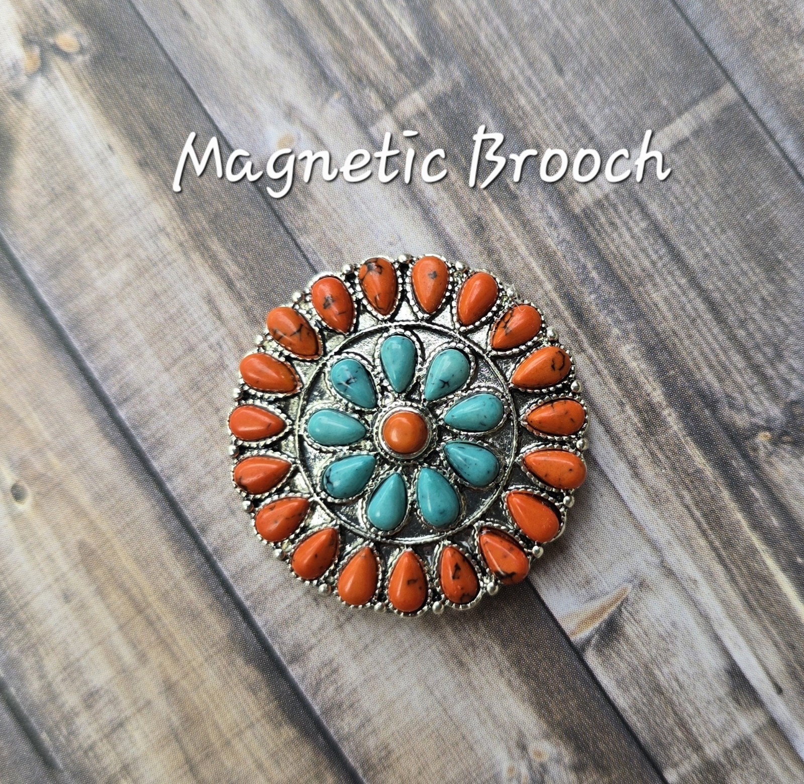 Magnetic Brooch, Faux Turquoise, Jasper. Western Jewelry, Scarf,Hat Magnetic Pin
