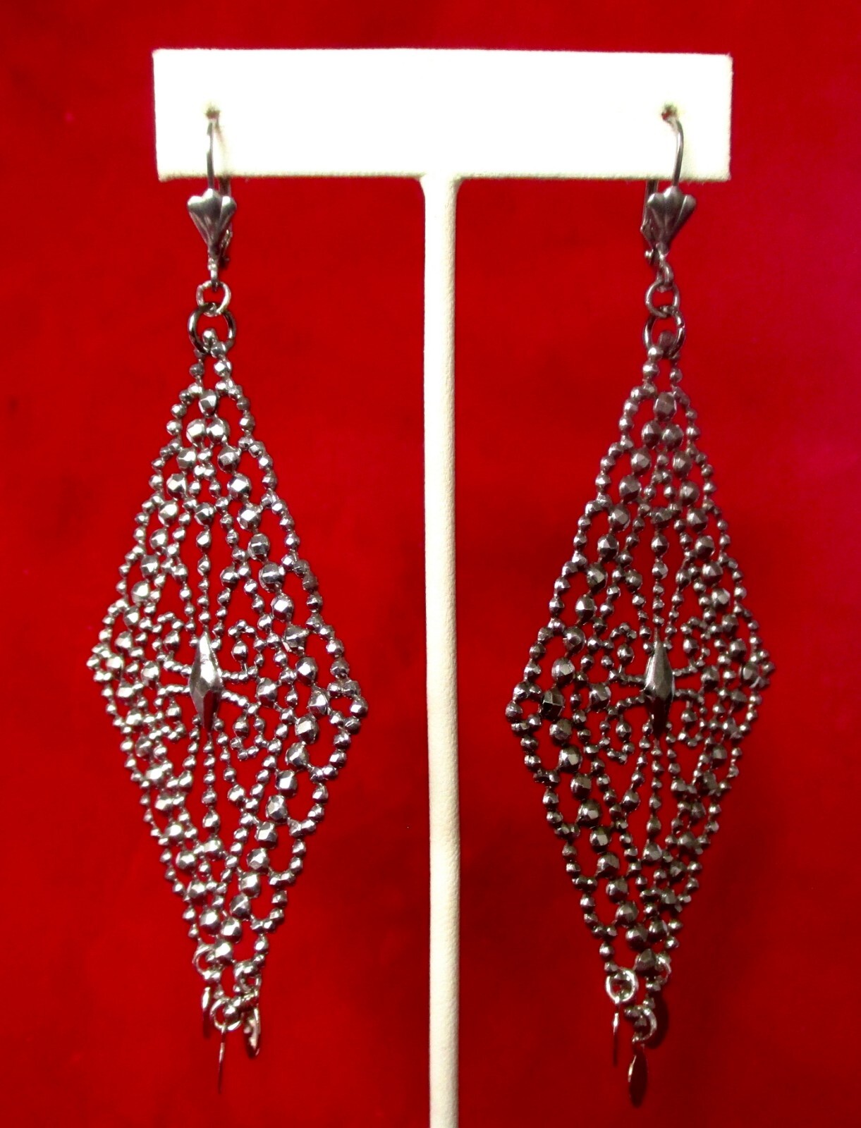 Pair of Antique Large Stamped Cut Steel Earrings