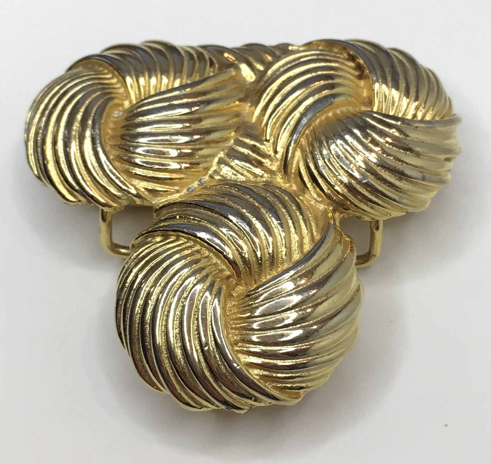 Gay Boyer Signed Scarf Clip Gold Tone Textured Vintage Accessory