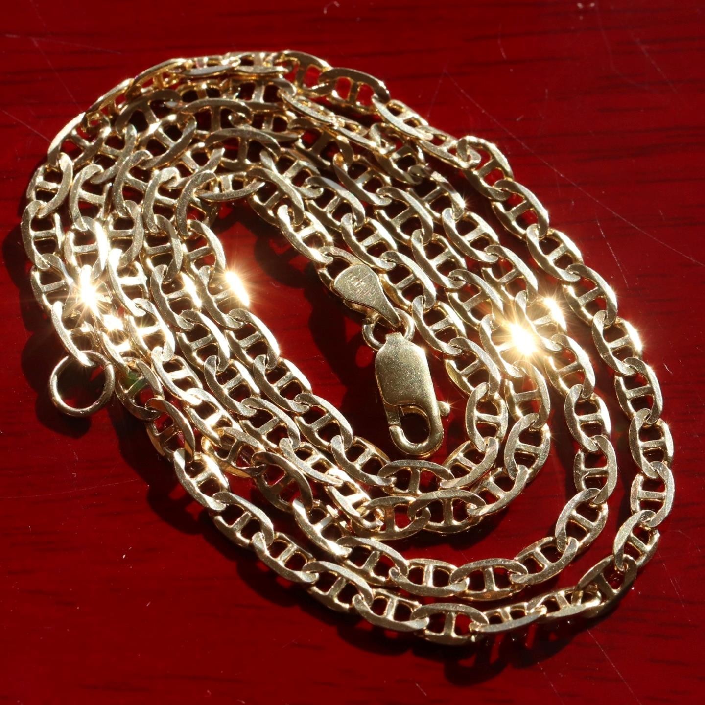 14k yellow gold necklace 19.5″ anchor / mariner link chain vintage 7.67gr N3502