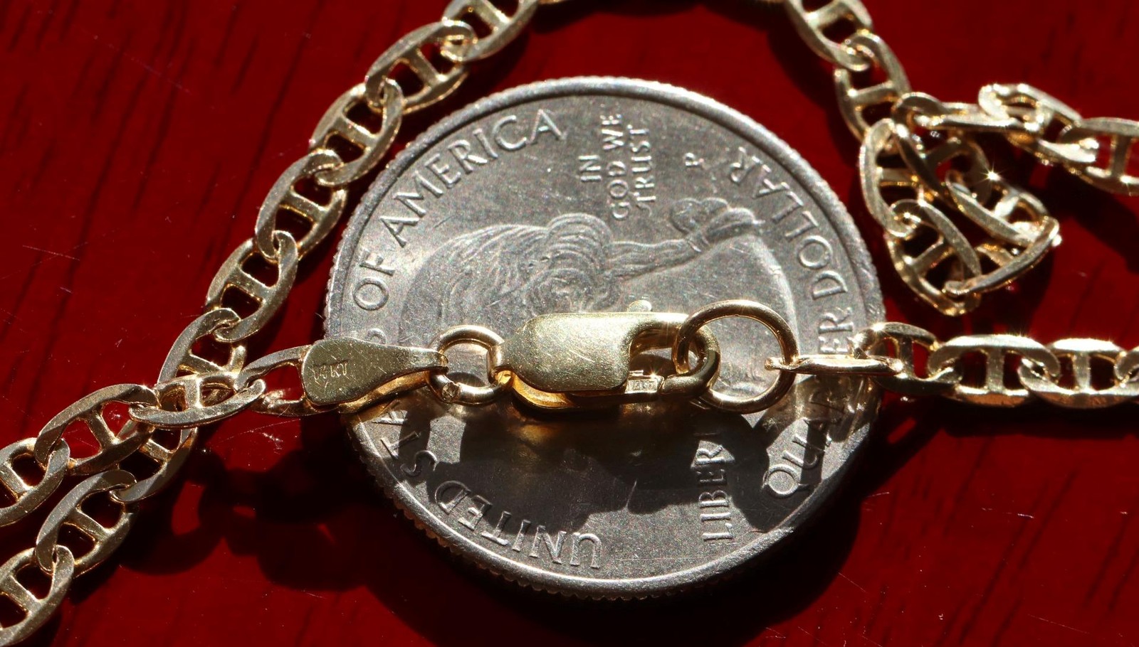 14k yellow gold necklace 19.5″ anchor / mariner link chain vintage 7.67gr N3502