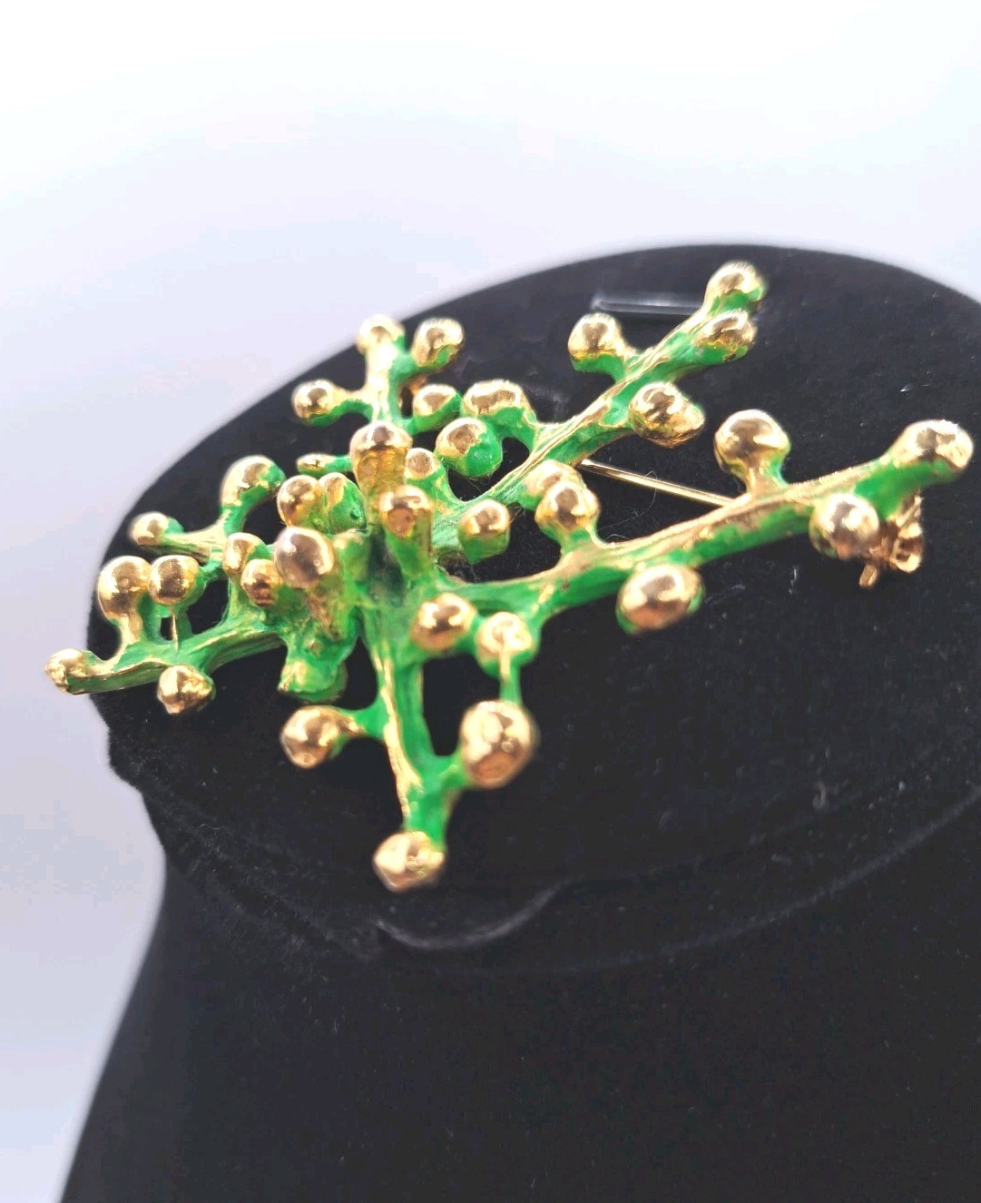 Vintage Signed Zentall Gold Tone Branch Brooch/Pin Brutalist MCM