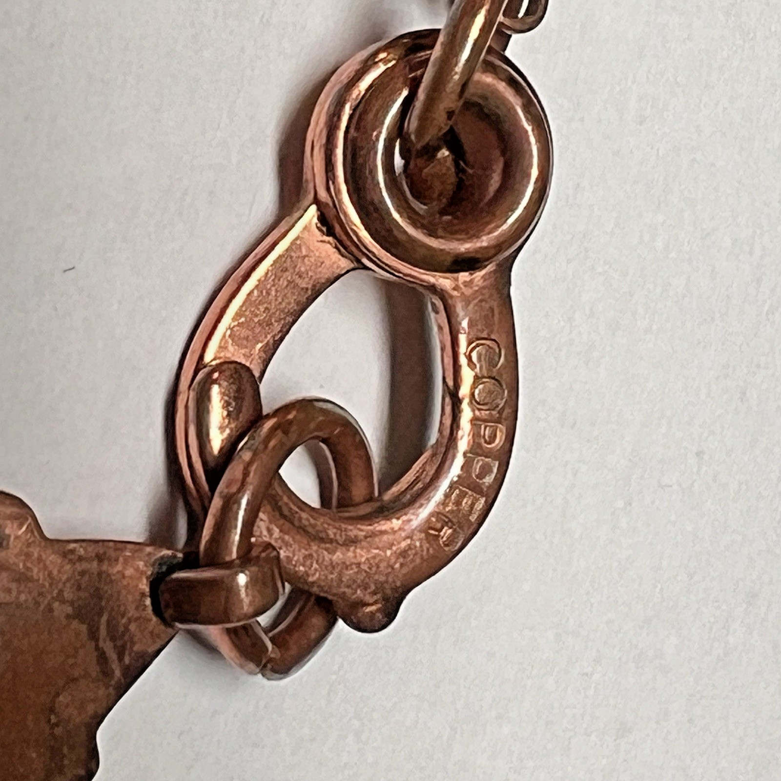 Beautiful Vintage Copper Leaf Link Panel Sister Hook Clasp Bracelet