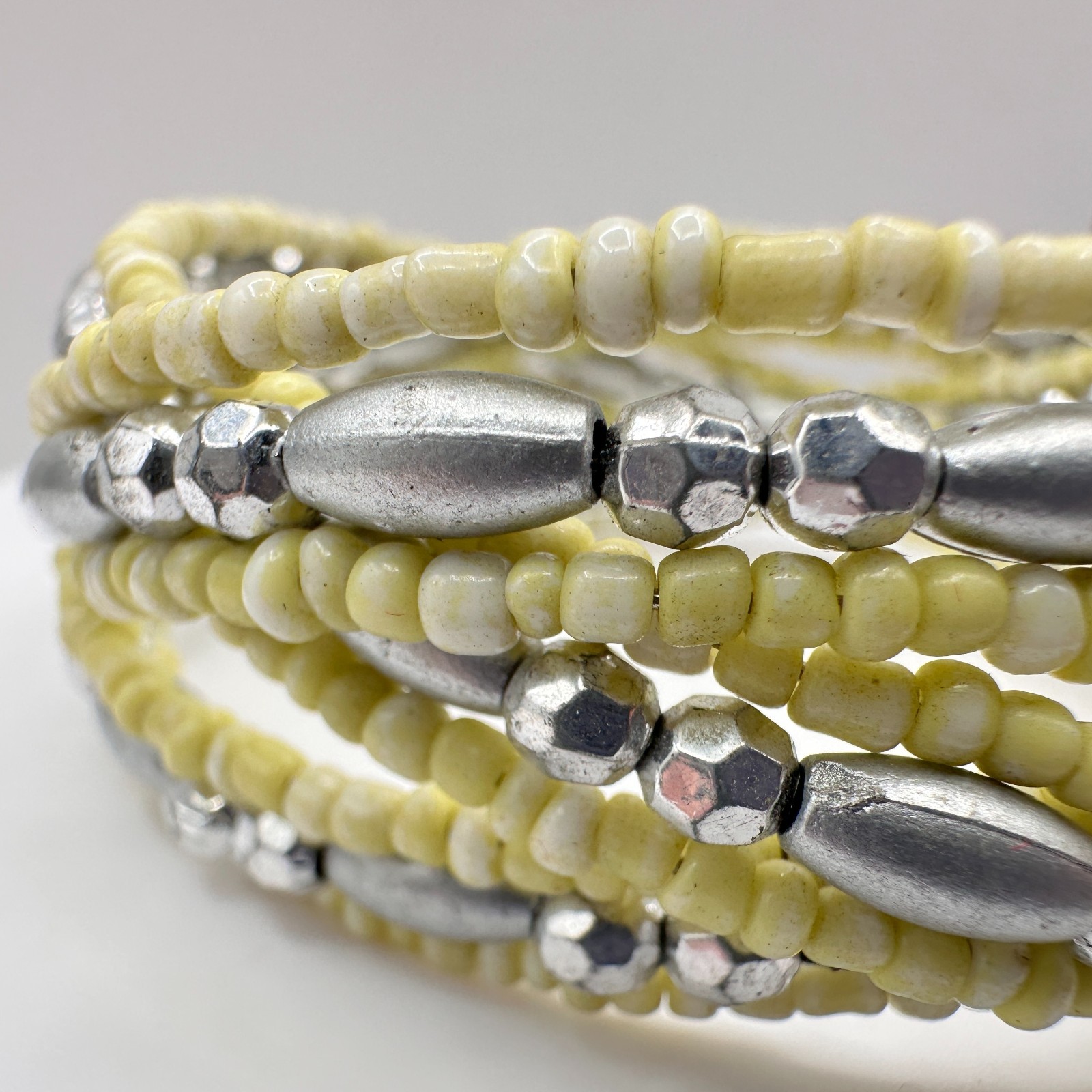 Vintage 90s Beaded Multi Strand Adjustable Stretch Cord Wrap Women’s Bracelet