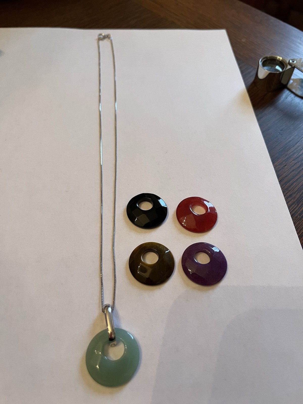 Vintage QVC Changeable Stone Sterling Silver Pendent Bail And Necklace