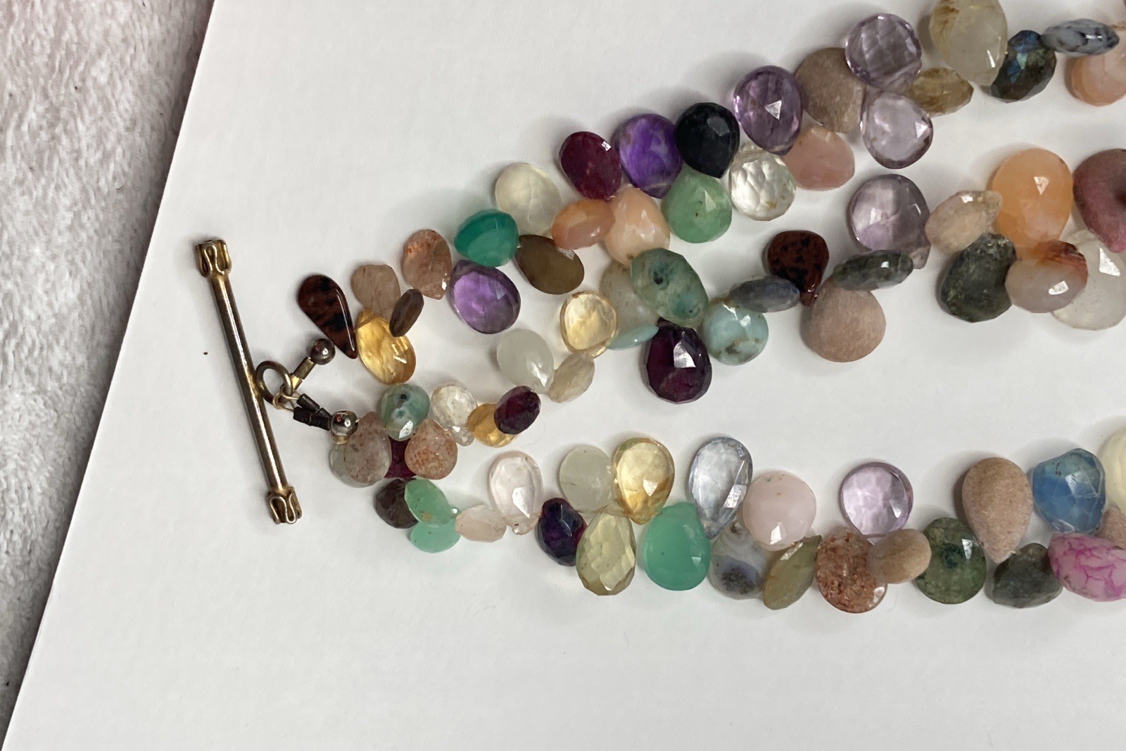 2 Multi-Colored & Multi-Strand Faceted Natural Crystal Bead Necklaces 17” & 18”