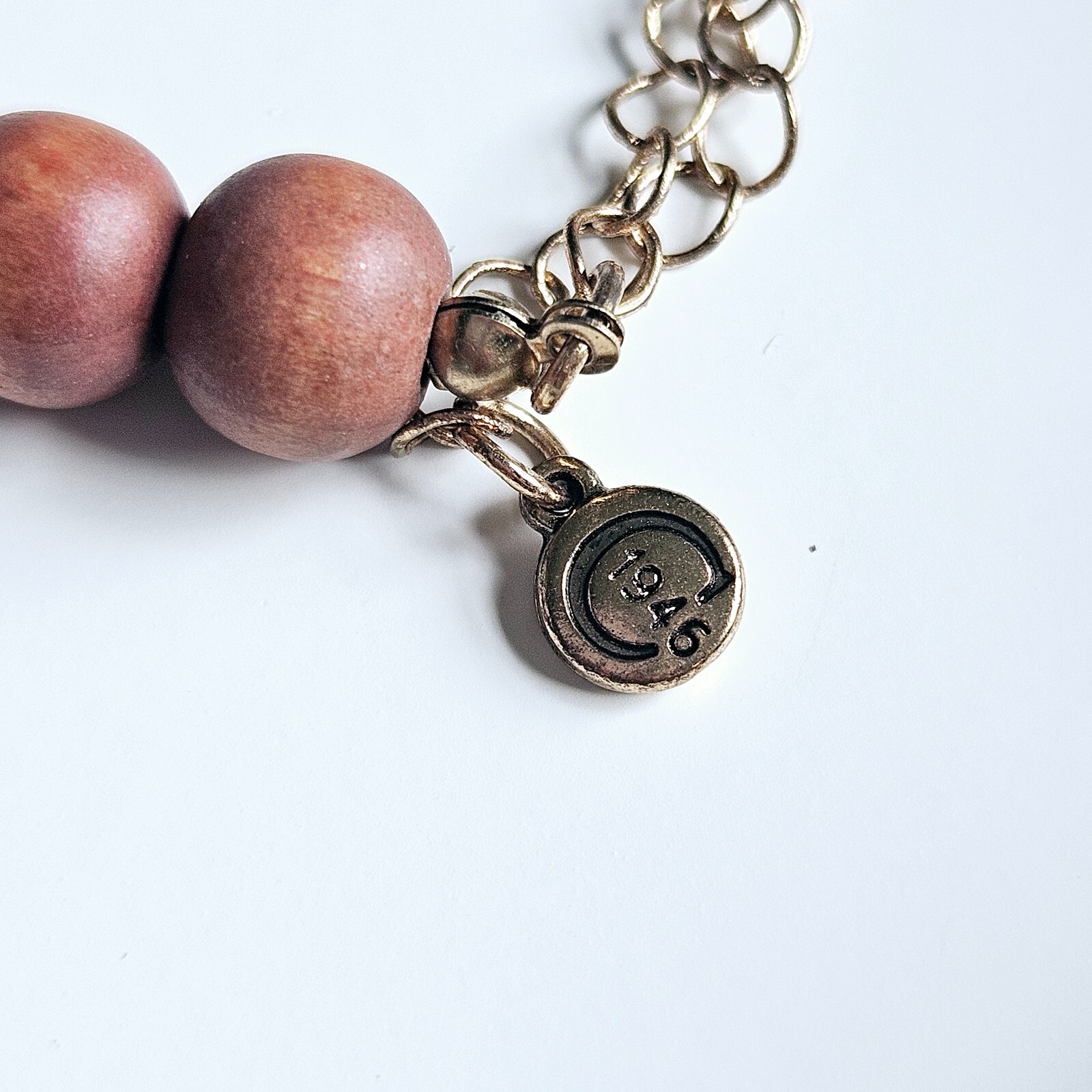 2 Necklaces Earrings Hand painted Ceramic Porcelain Geometric Wood Beads C1946