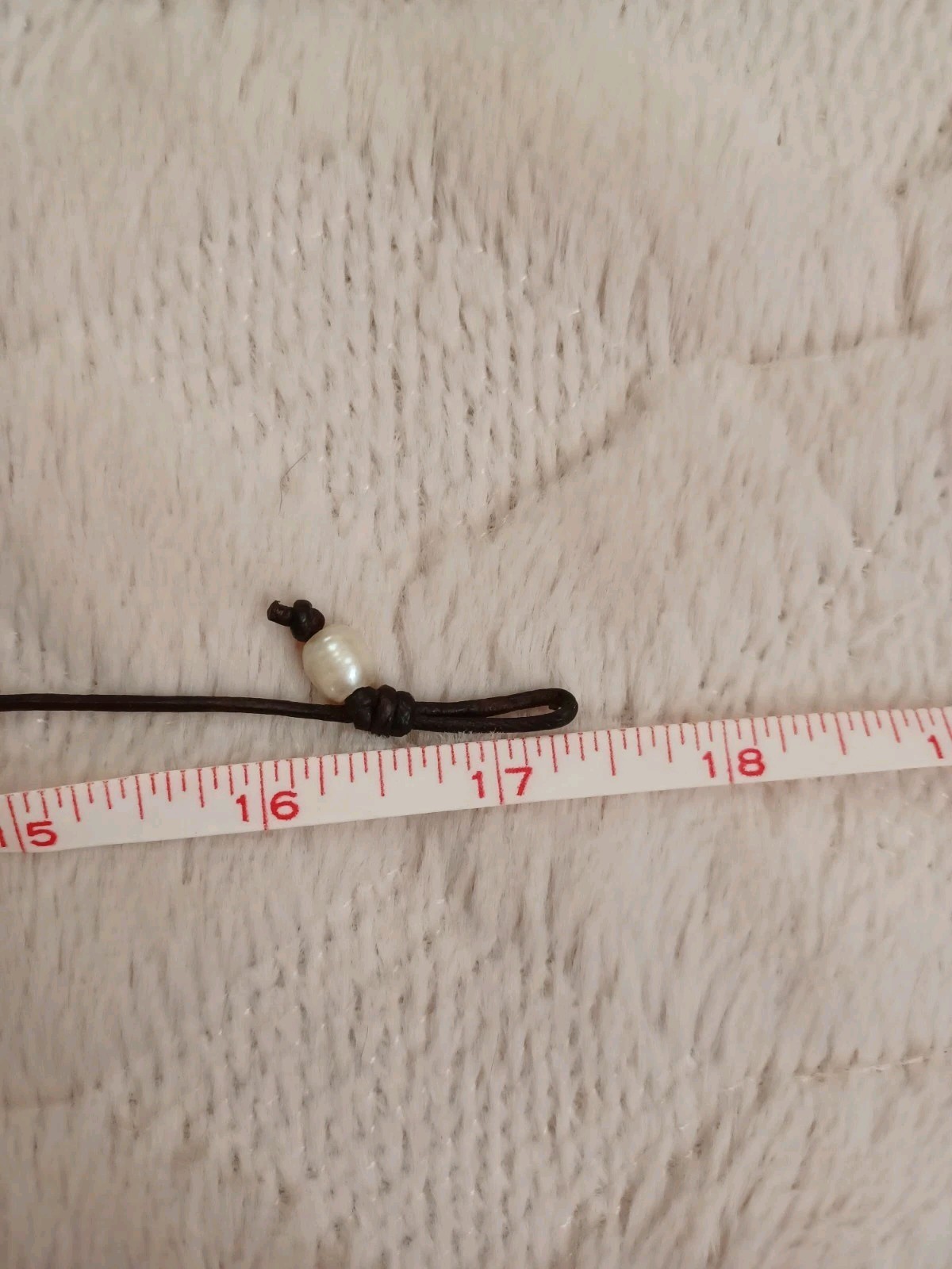 Vintage BLU Genuine Freshwater Pearl & Brown Leather Cord Simple Necklace