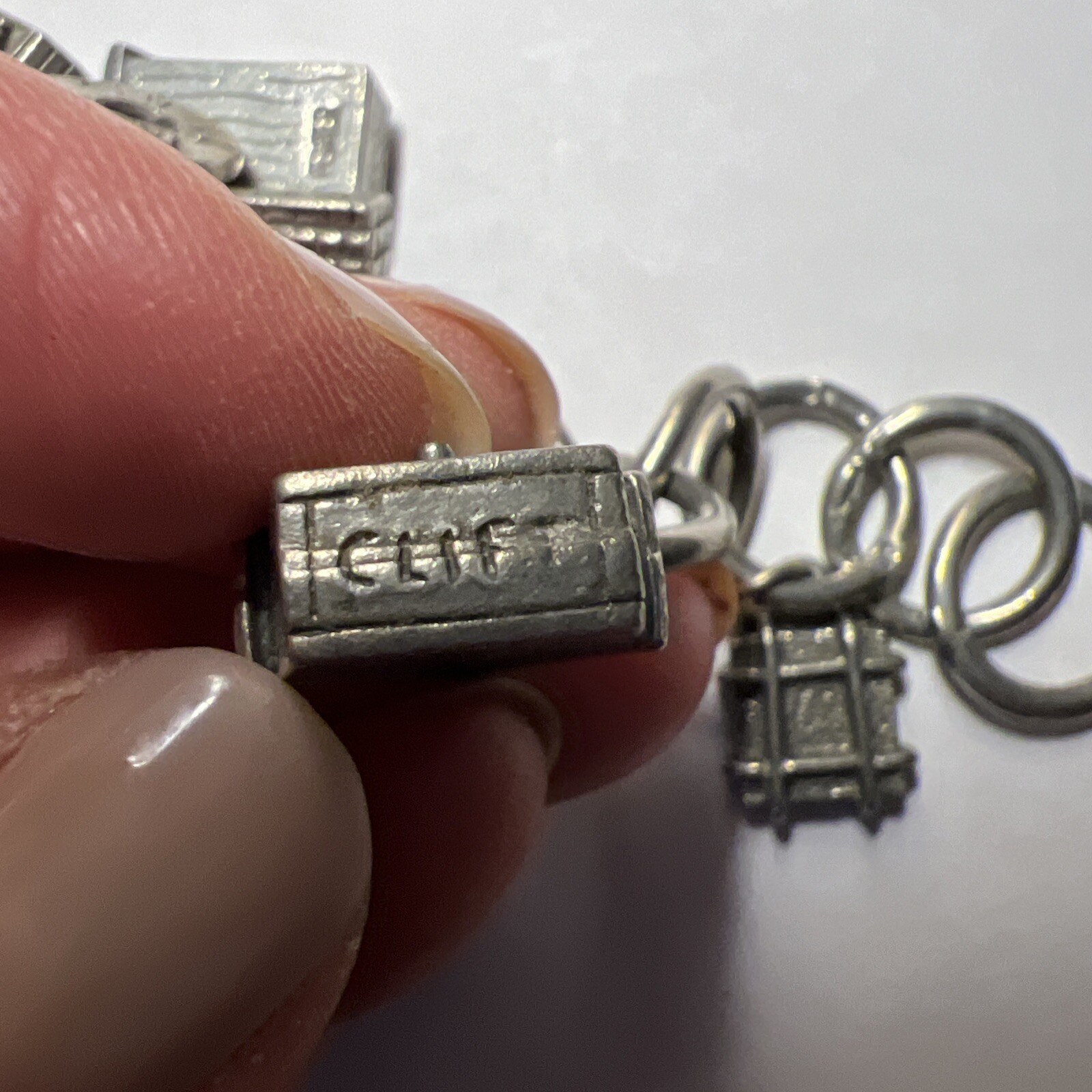 Vintage Jim Clift Pewter Signed Birdhouse/Bird Feeder Charm Bracelet Unique