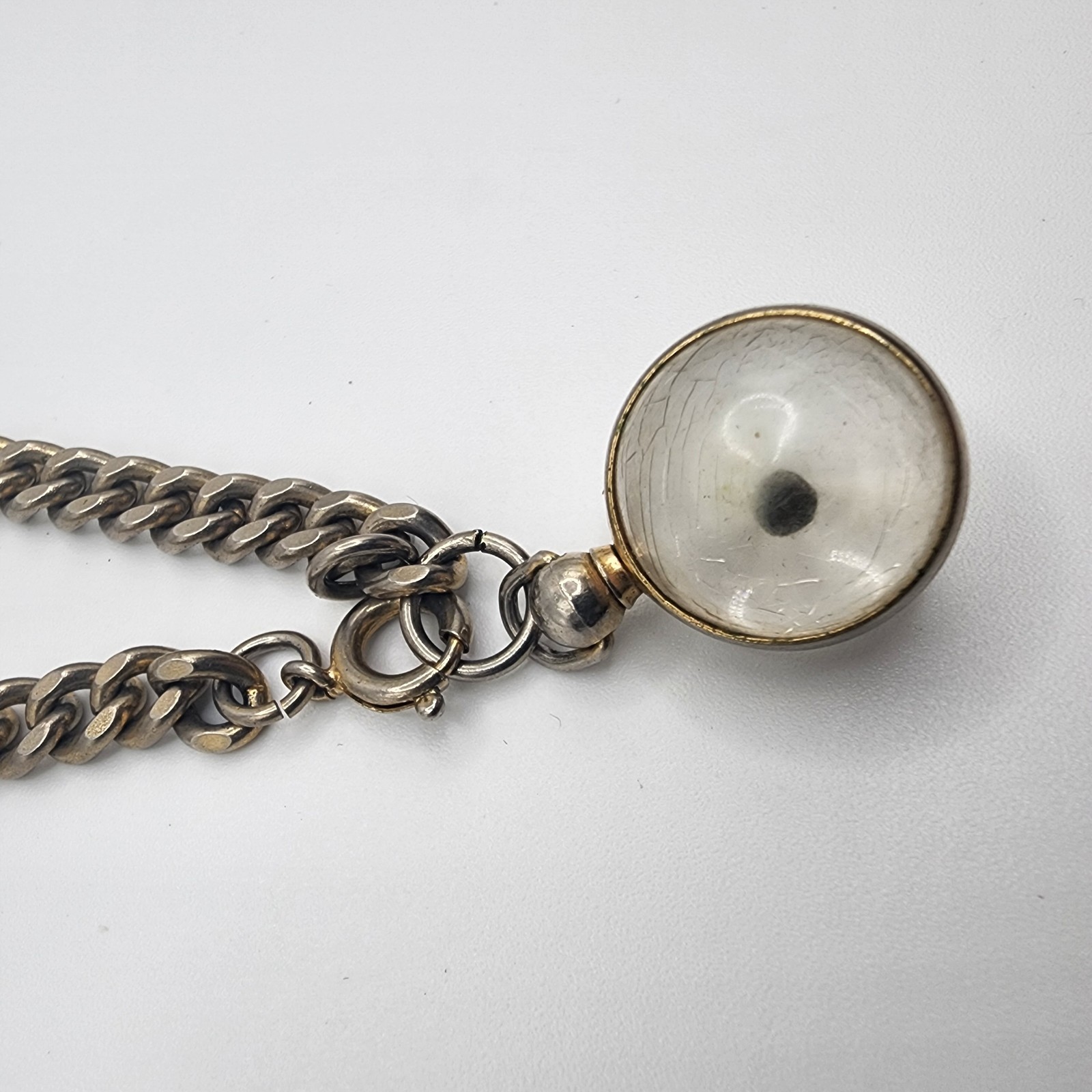 Vintage Mustard Seed Bracelet Silver Tone Chain Germany Lucite Encased Art Glass