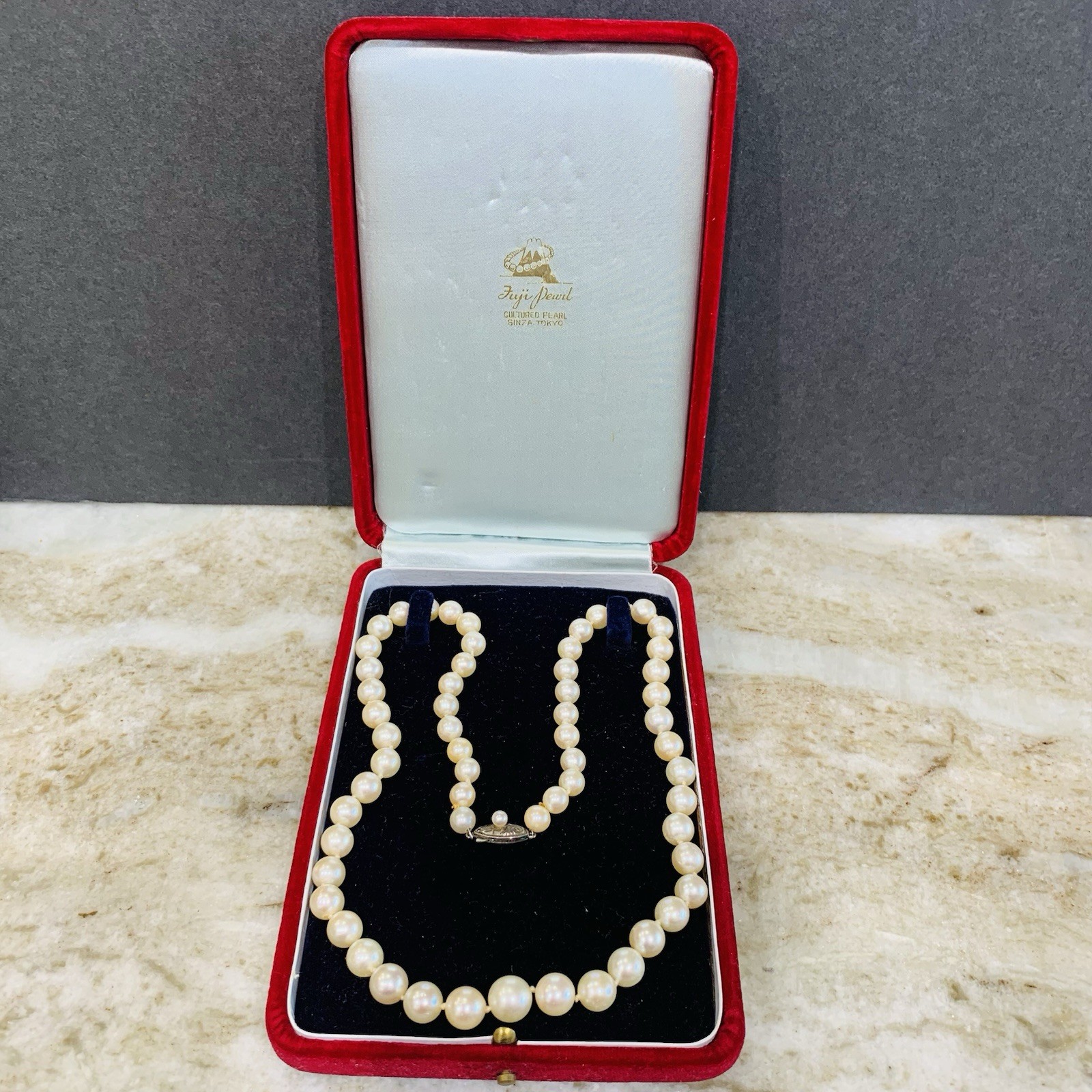 Hi Luster Fuji Akoya Pearl Necklace Strand Cream Graduated AAA+ 10mm VTG 19” WOW
