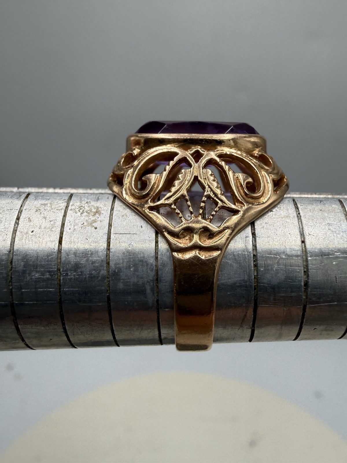 Vintage Soviet Solid Rose Gold Ring 14 K 583 Size 7.75
