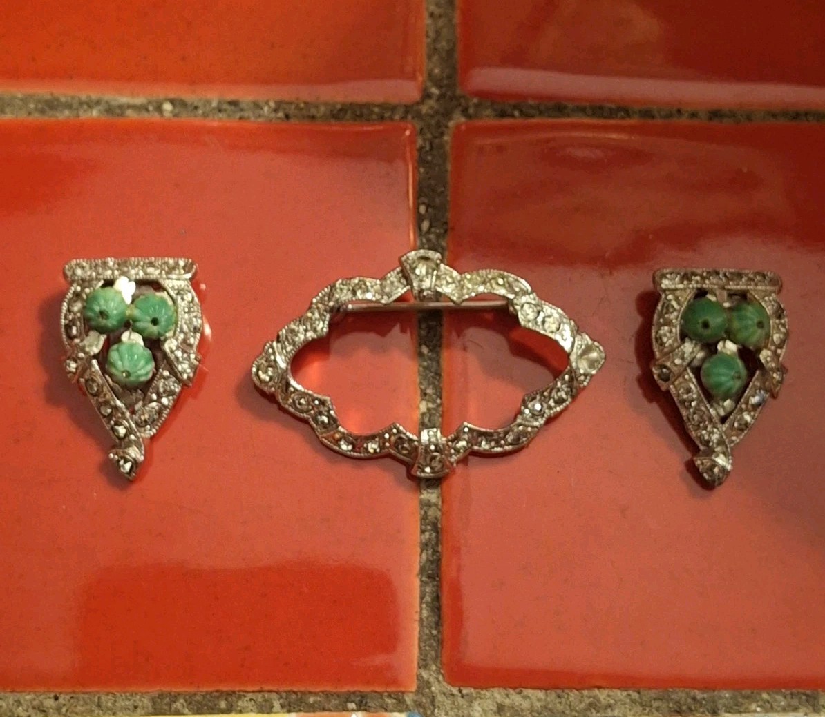 Vintage Art Deco Modular 3-n-1 Piece Convertible Brooch Pin & Shoe Clips 1930’s
