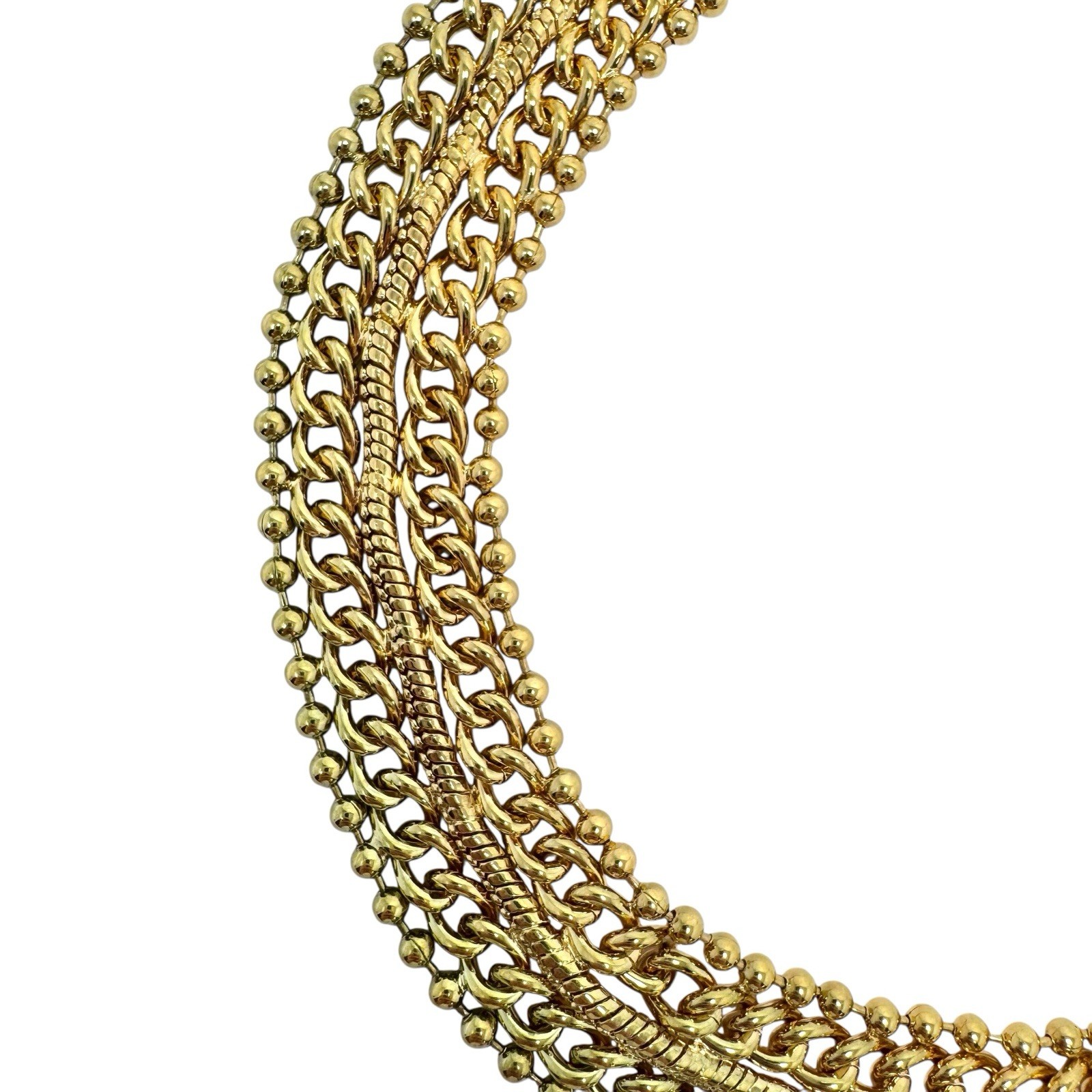 Vintage Gold Tone Cleopatra Necklace Multi Chain Styles Statement 18”