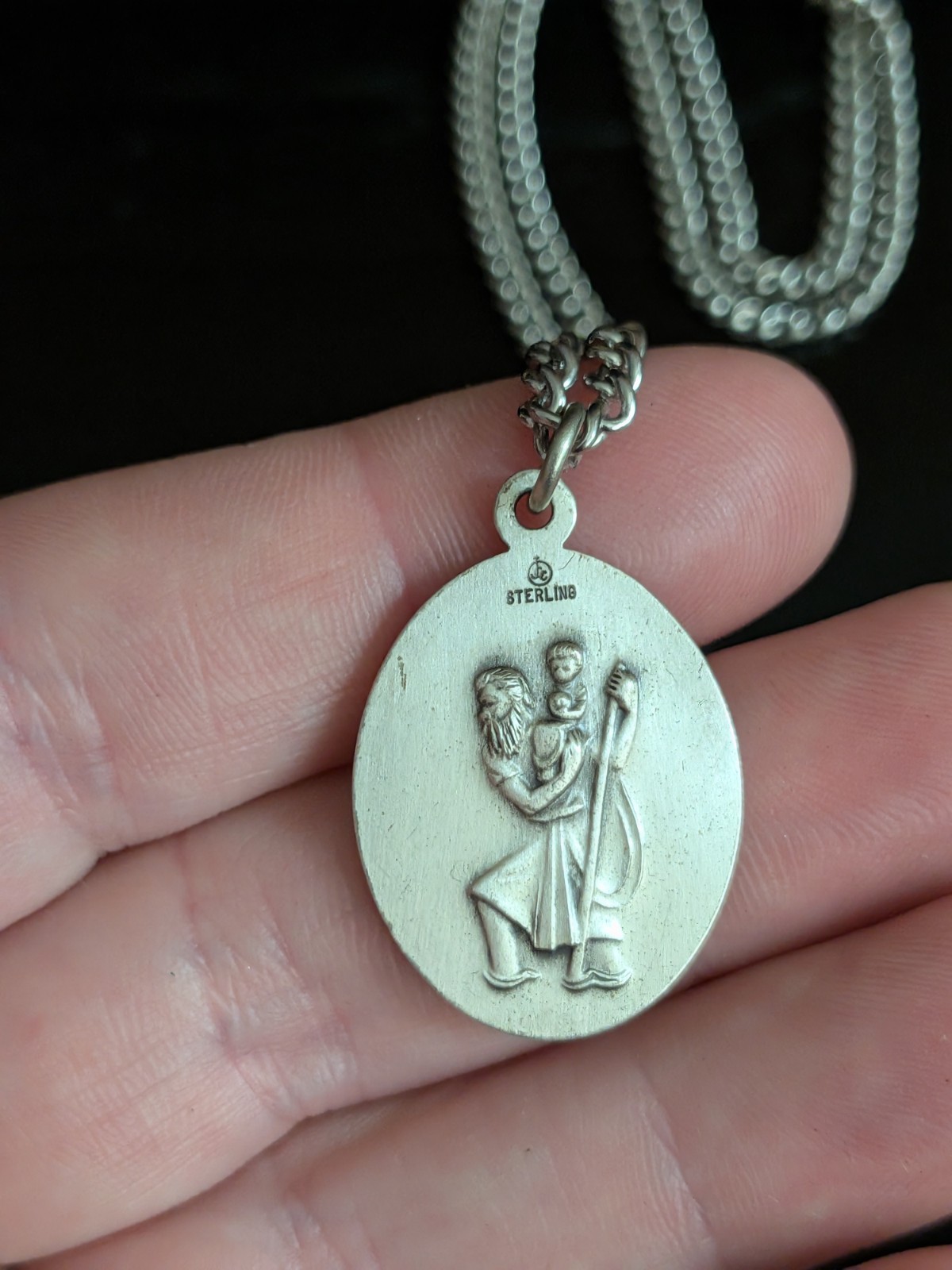 VTG Sterling St CHRISTOPHER PROTECT US Sports Necklace Rosary Medal Jewelry