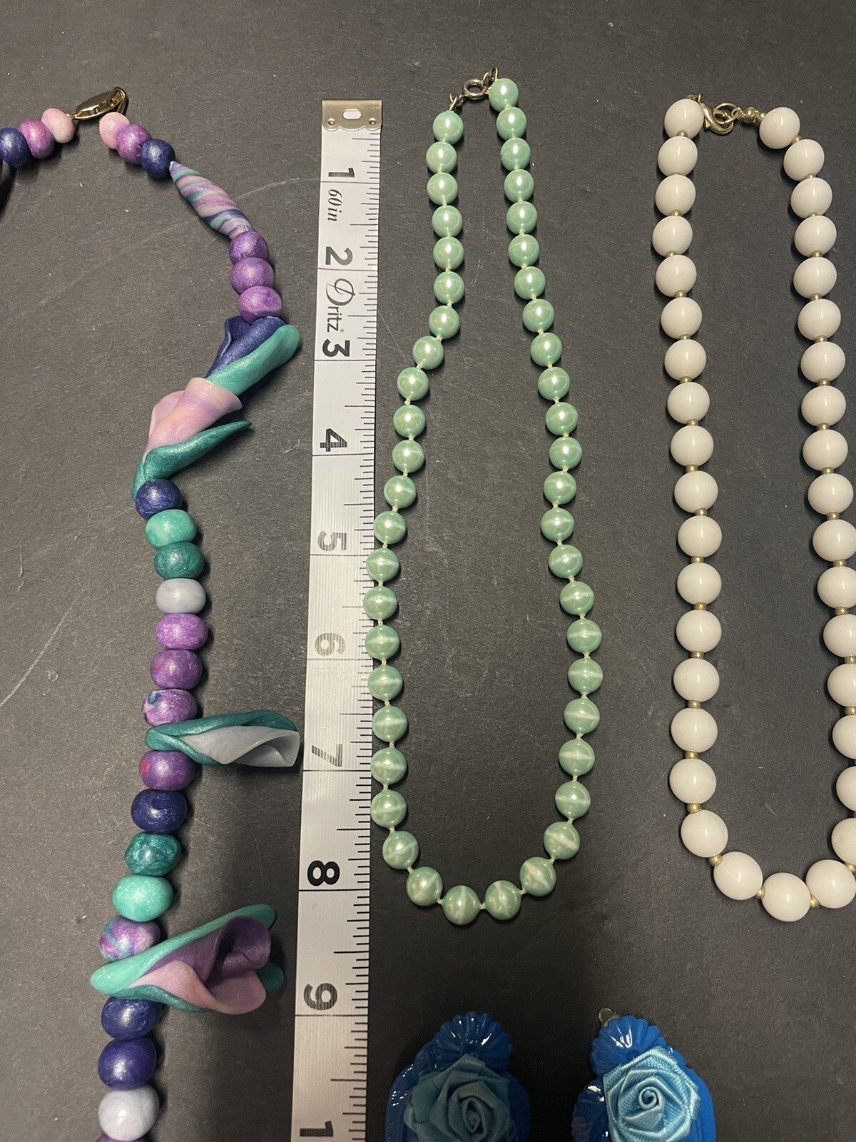 Vintage Mixed Jewelry Lot Of Five Purple,Blue,Green,White
