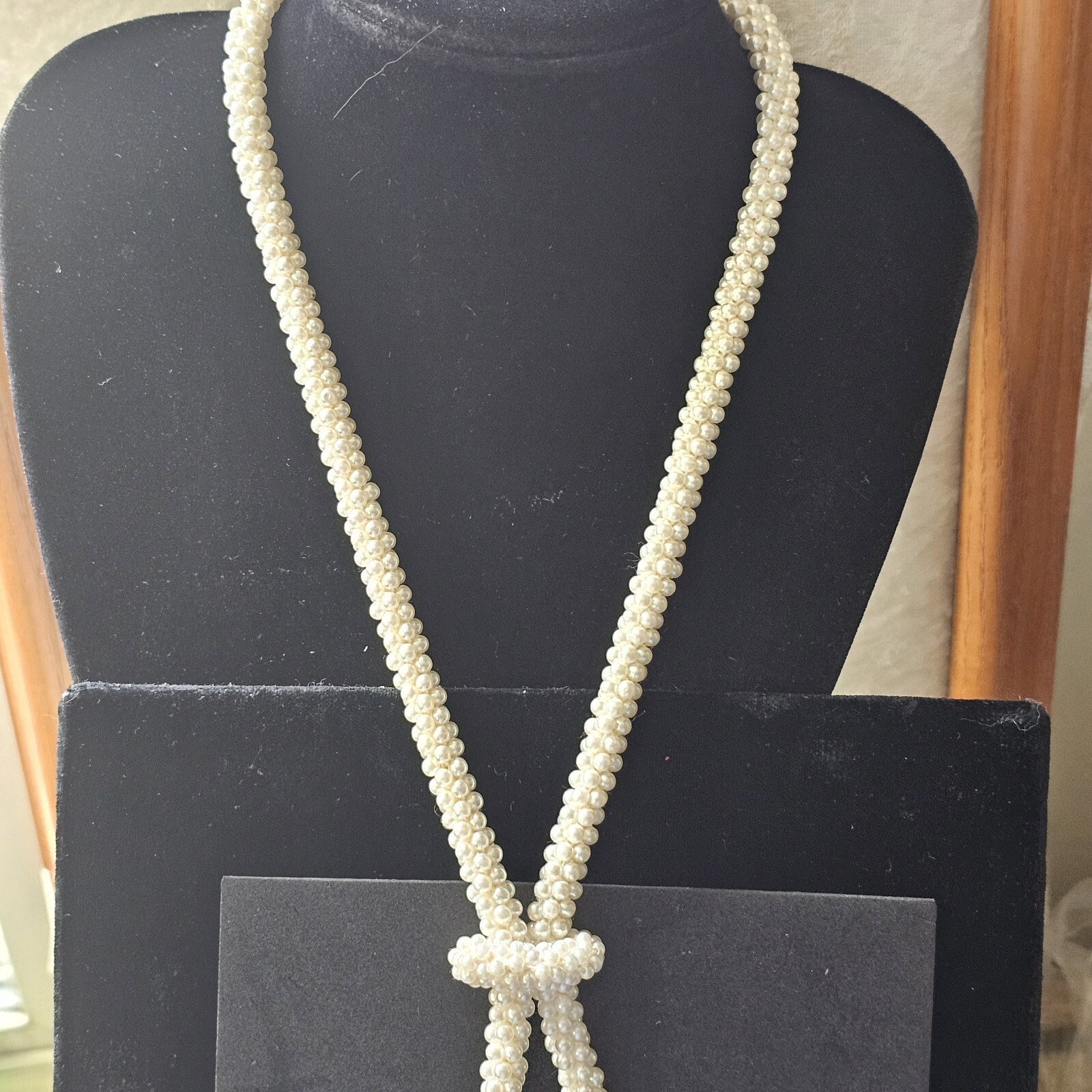 Vtg Beaded Flapper Lariat Necklace Rope Tassels Art Deco Style 2 Adj Rings