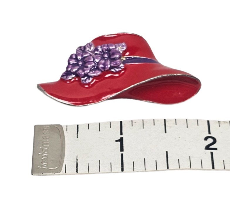 Vintage Red Hat Ladies Enamel Brooch Pin Silvertone Red/Purple | Red Hat Society