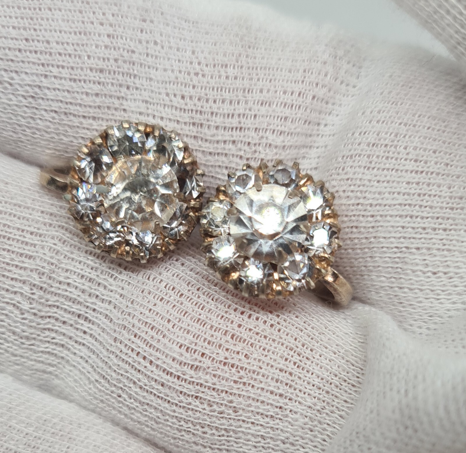 Rare Vintage Earrings, Clips Silver 875 USSR gilt 1927-1955
