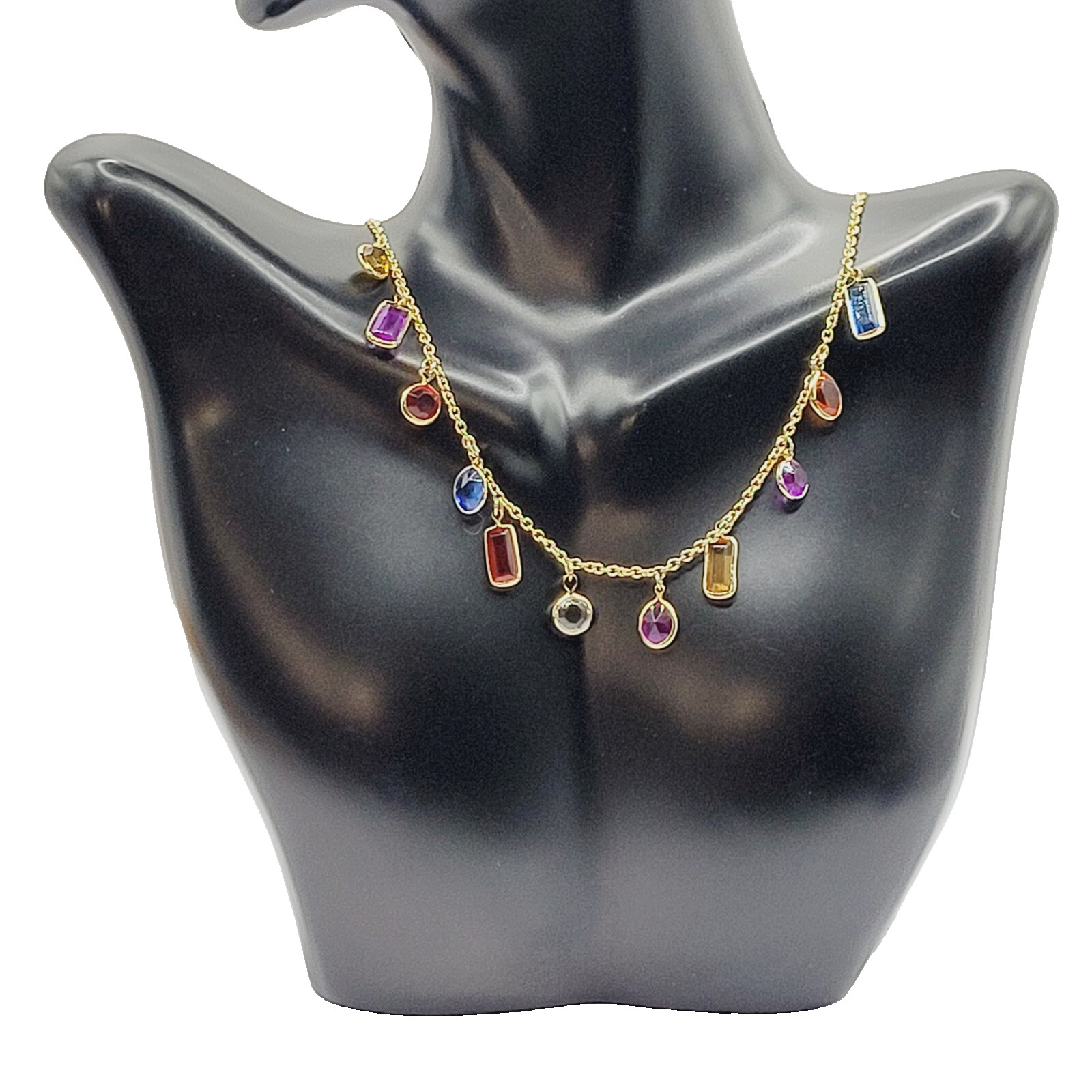 Rainbow Colors Acrylic Charm Station Bead Gold Tone Vintage 1980s Necklace Korea