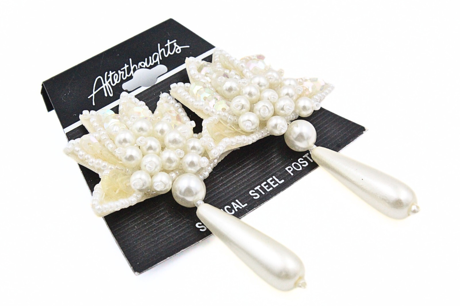 Classic Tear Drop Faux Pearl Cluster Acrylic Beach Dangle Drop Earrings