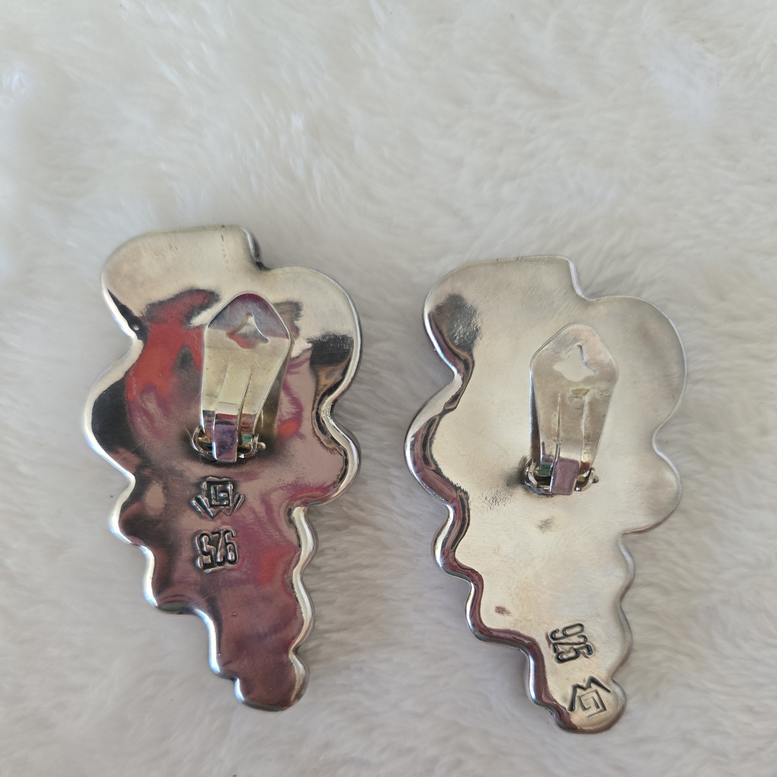 Gorgeous Sterling Silver Clip-on Earrings – Approximately 2 1/2″
