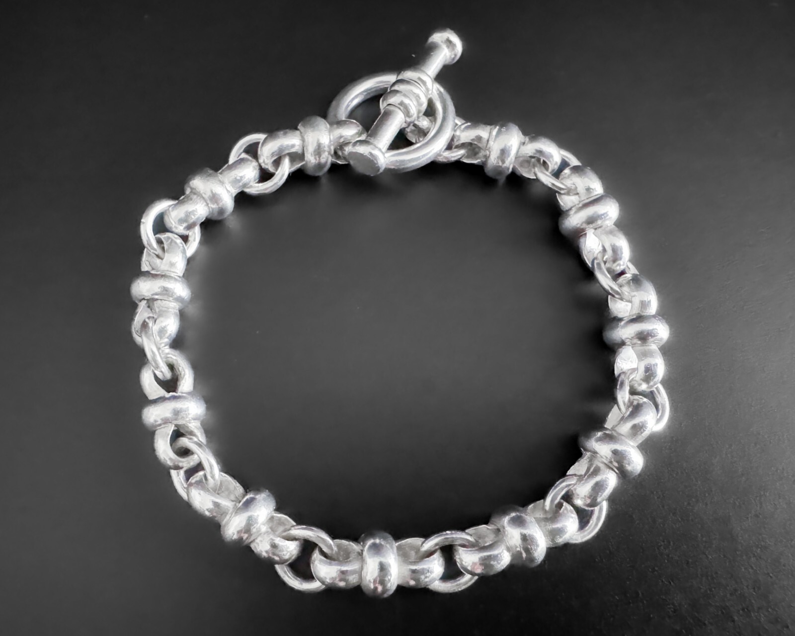 29g Sterling Vtg Circle Wire Cable Wrap Circle Link Rolo Loop Design Bracelet