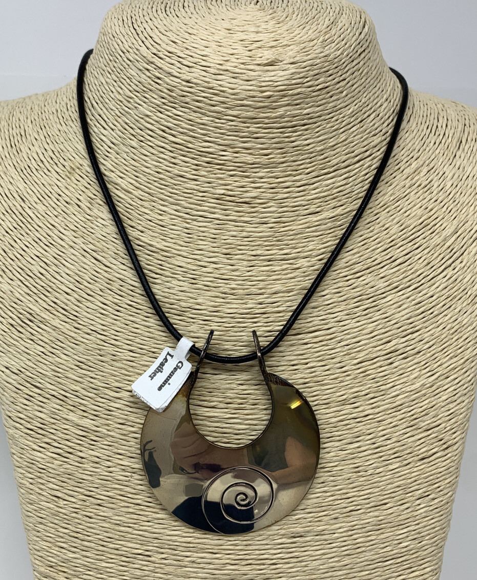 Dominique Dinouart Sterling Silver Pendant Necklace Leather Cord 925 Mexico