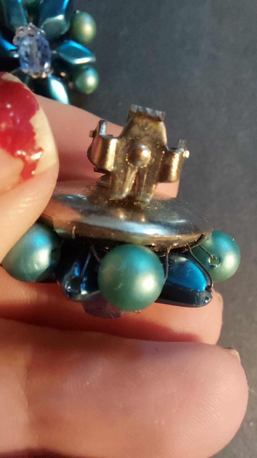 BEAUTIFUL SET VTG JAPAN BLUE/AQUA BEADED NECKLACE & CLIP EARRINGS 1952-?