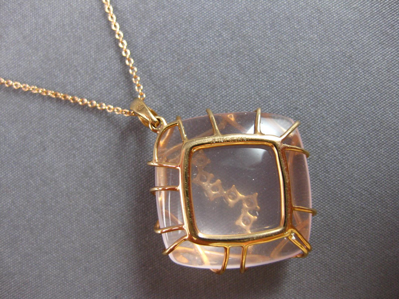 LARGE 21.53CT DIAMOND & AAA PINK TOPAZ 18K ROSE GOLD SQUARE WEB FLOATING PENDANT