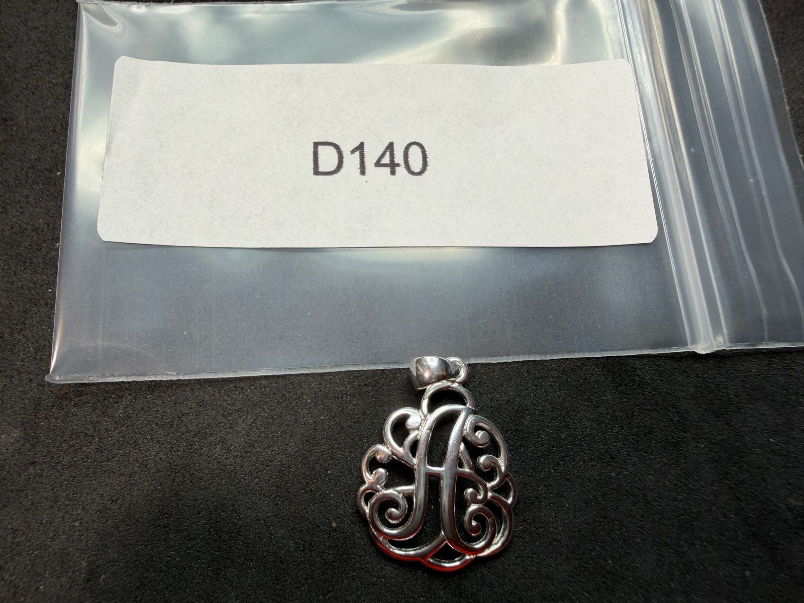 1.53g Vintage Sterling Silver 925 Ornate Scroll Monogram Letter A Pendant M