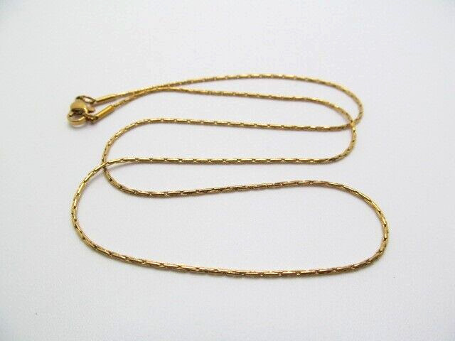 Vintage Gold Tone Continuous Bar Barrel Link 1.10mm Chain Necklace 18.5 Inch