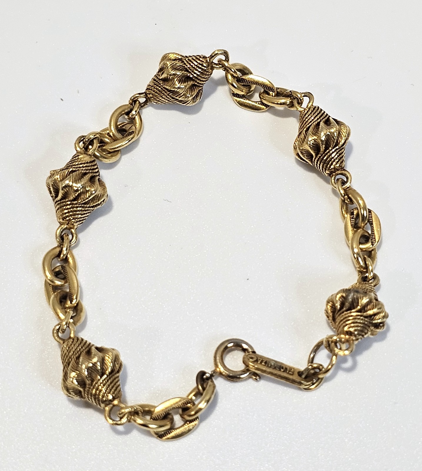 Vintage Florenza bracelet gold tone bicone beads signed