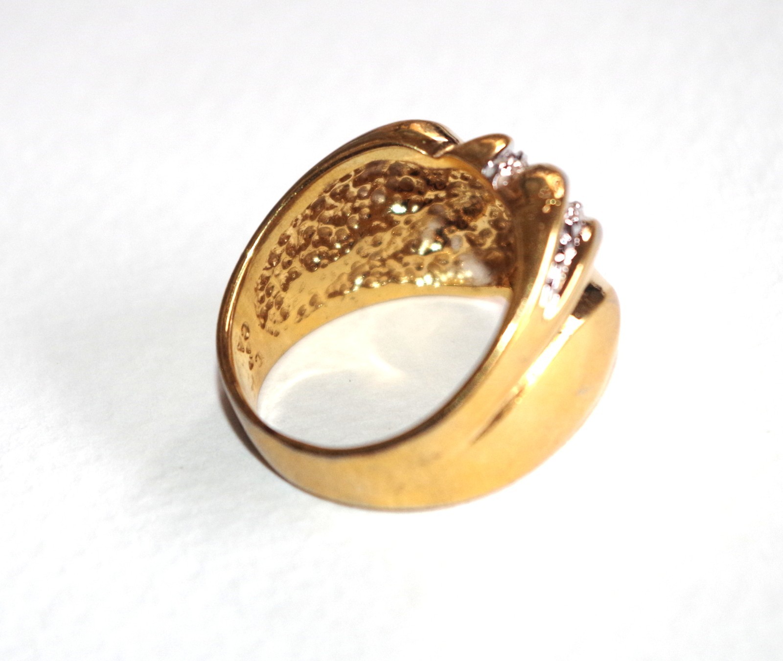 Vintage Stunning 14K Gold Sterling Dome Corrugated Ring: Size 81/2, CA Co.