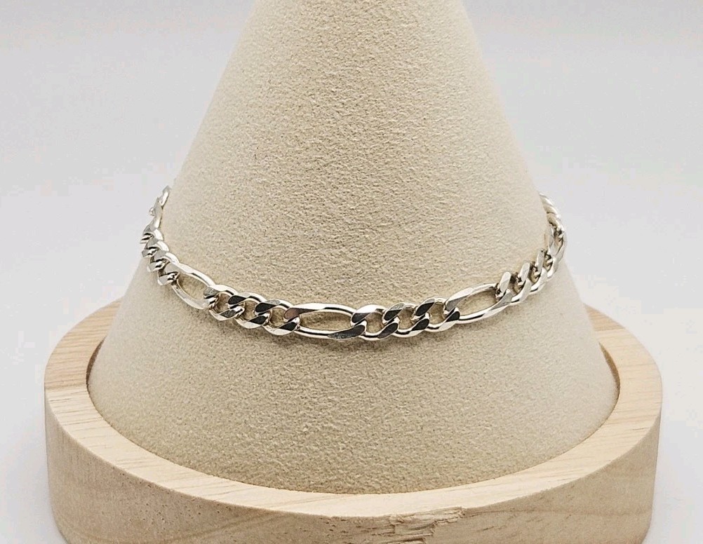 Milor Italy Sterling Silver 4mm Figaro Chain Bracelet 7.25″