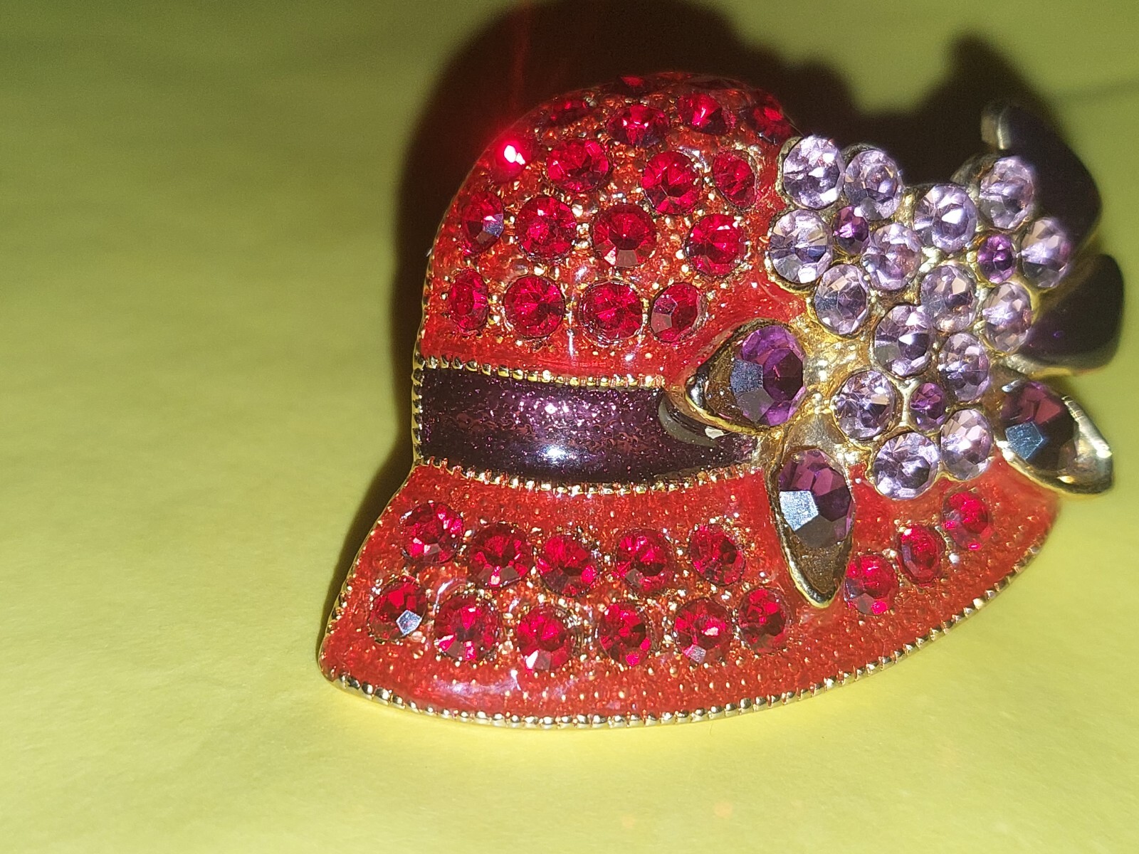 Red Jeweled Hat Brooch
