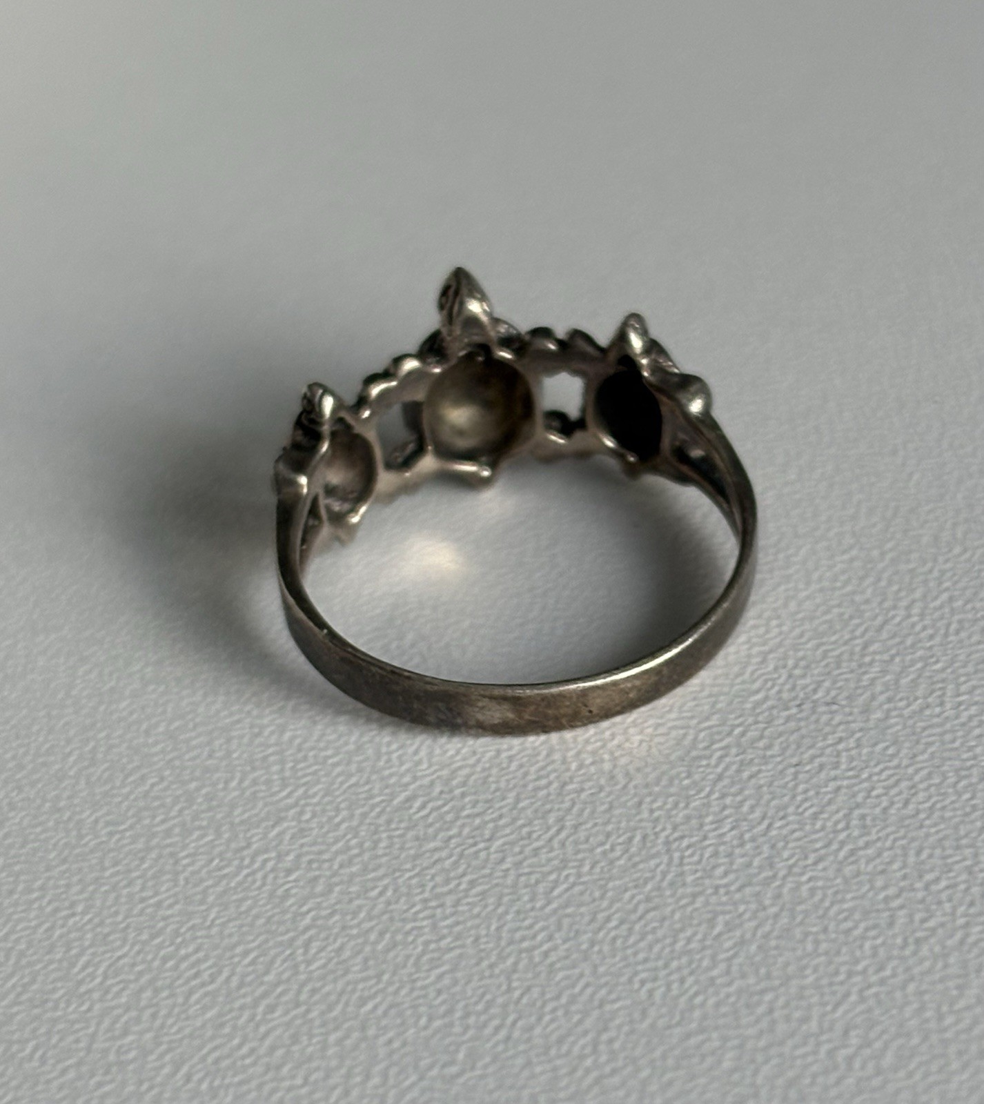 Vintage Sterling Silver Turtle Band Ring Size 8.5 Three Detailed Turtles 925