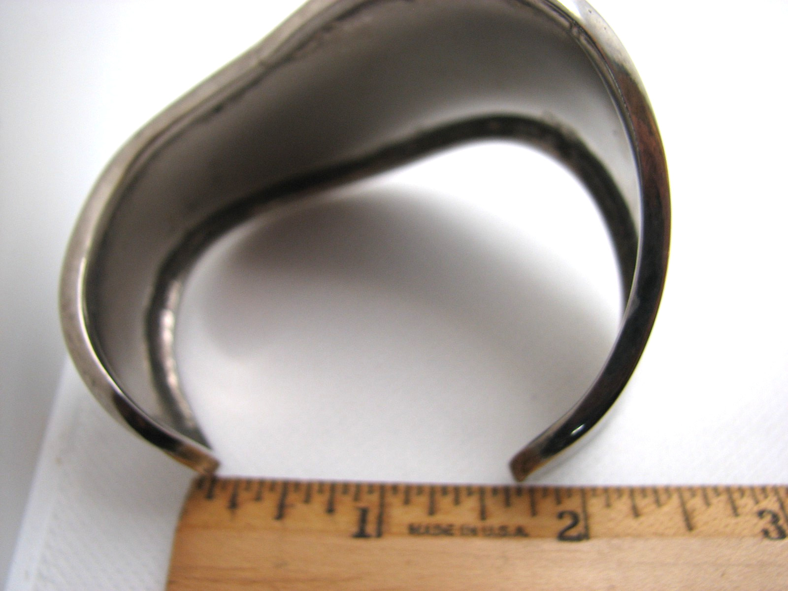 Vintage Hand Forged Polished Silver Tone Wave Cuff Bracelet Large