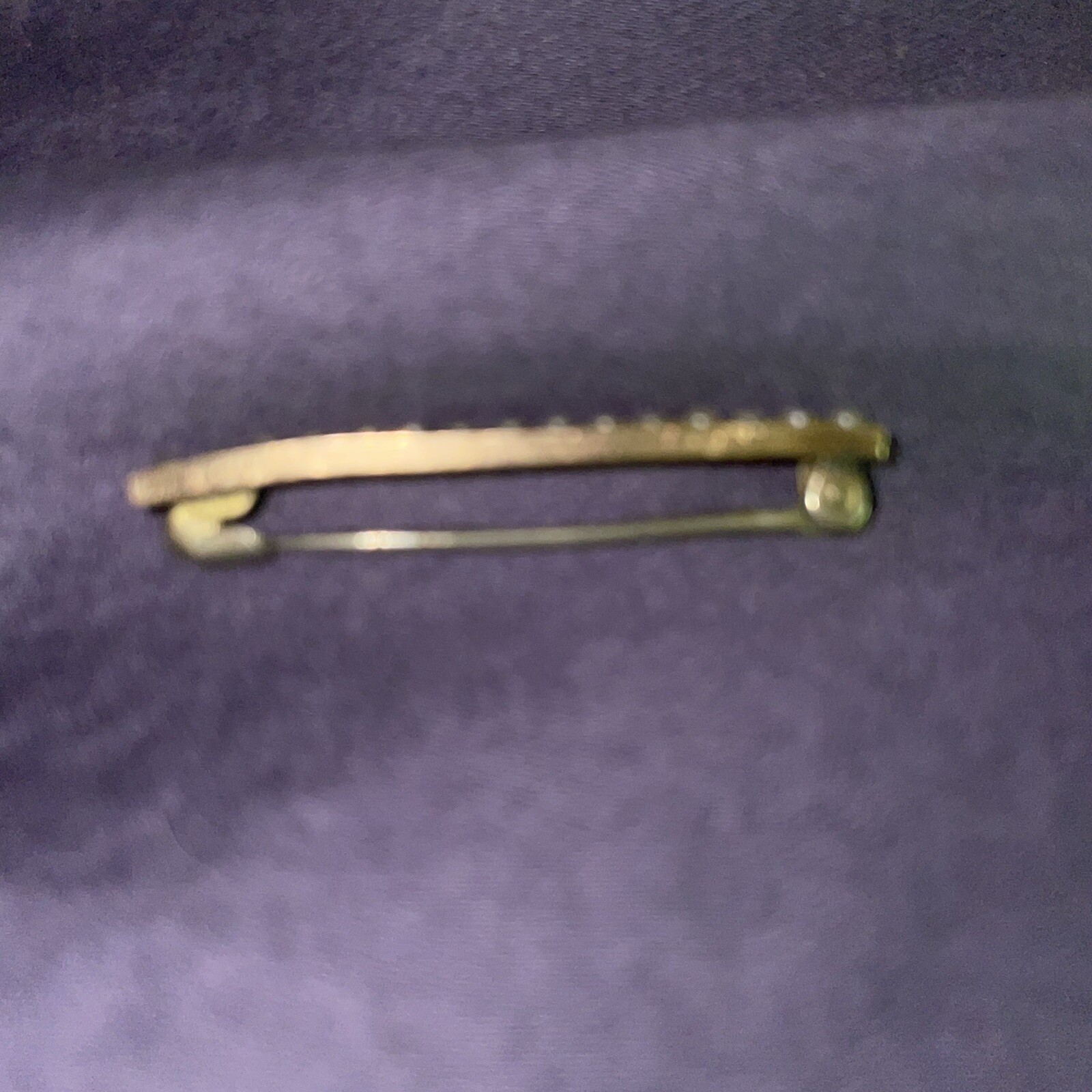 Antique Sweet Bar Lingerie Pin with Seed Pearls Safety Pin Clasp 1 1/2” Long