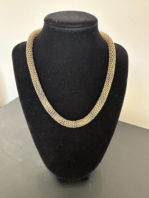 Vintage Chunky Link Mesh Chain Collar Necklace 16-18 ” Adjustable