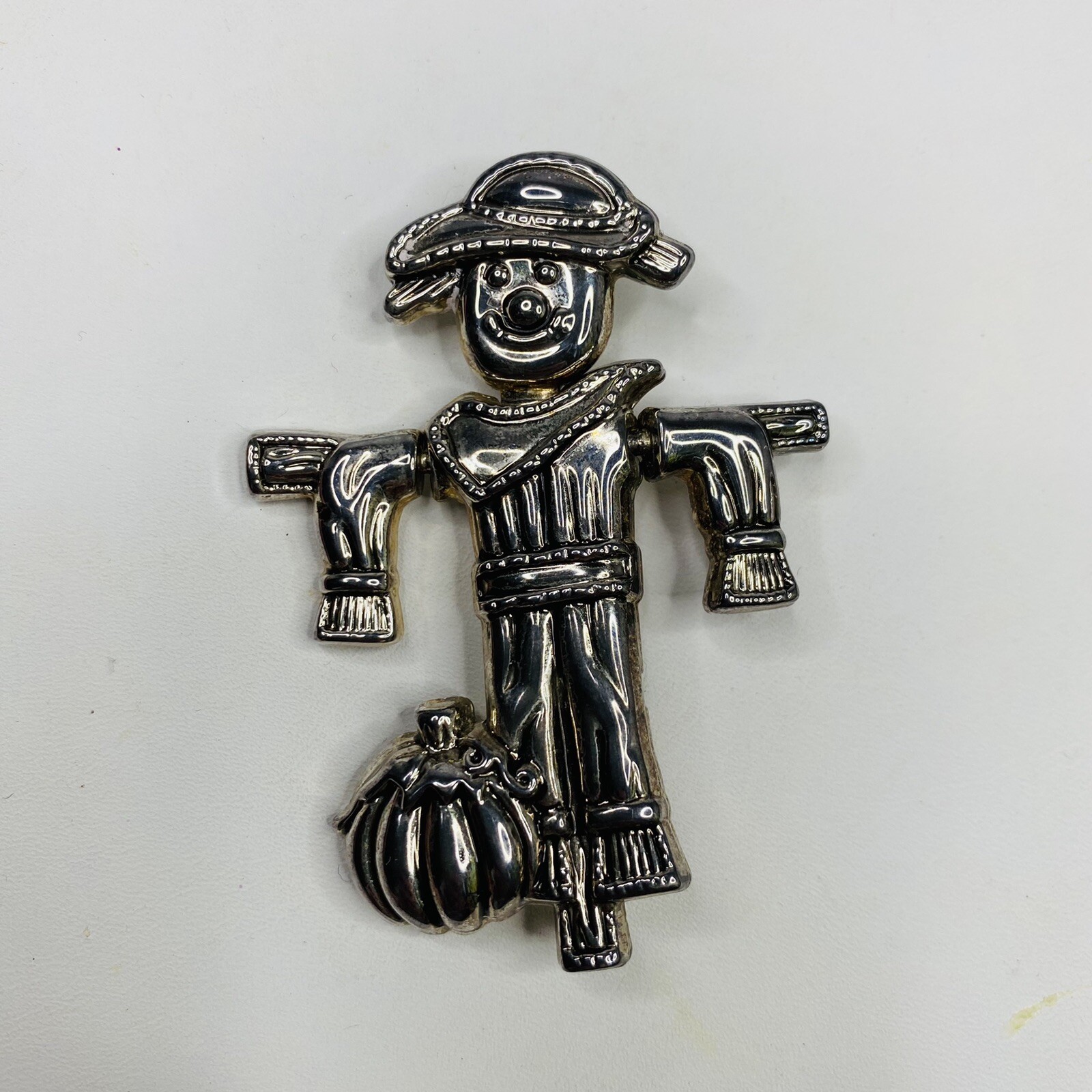 Best Signed Silver Tone Articulated Scarecrow Convertible Brooch Pin to Pendant