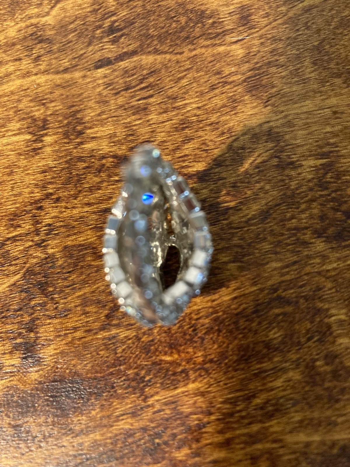 Vintage Silver Tone With Clear Rhinestone Purse Pendant