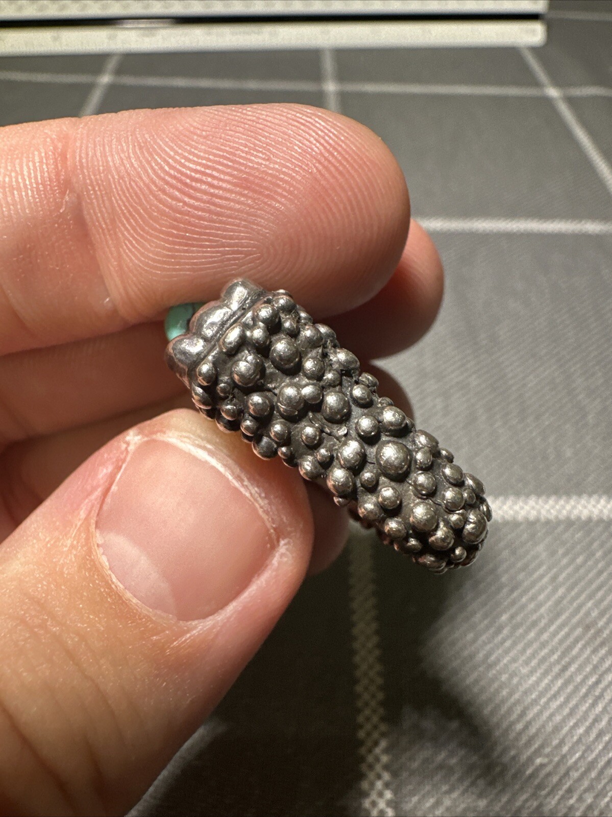 Vintage Dian Malouf Sterling Silver 14k Turquoise Statement Ring Size 7.25