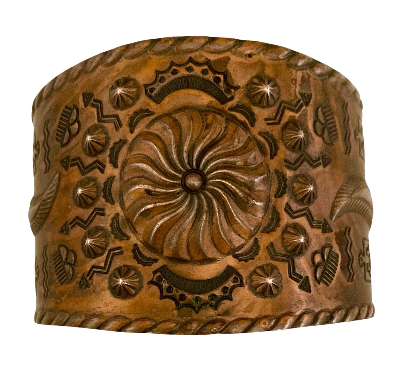 VINTAGE BELL TRADING POST PRE-1971 Solid Copper STAMPED WIDE CUFF Bracelet