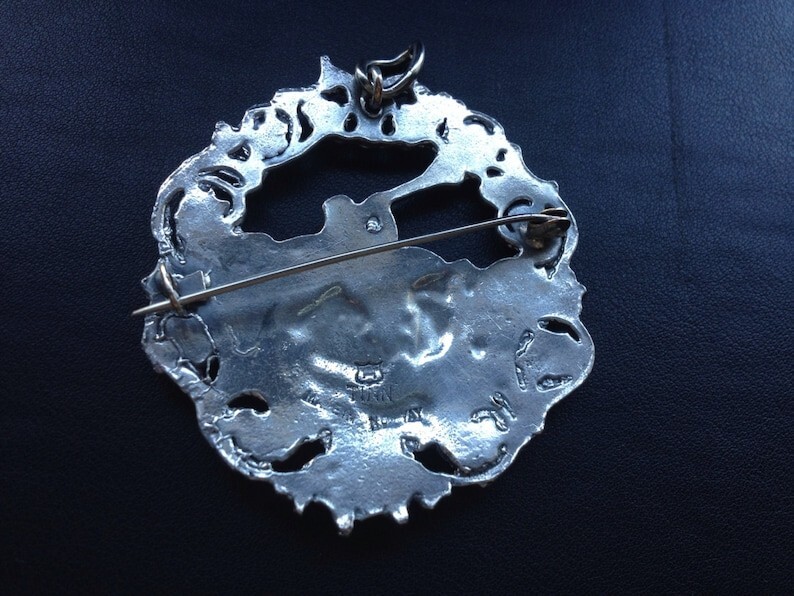 Ivar T Holth Vintage Norwegian Pewter Brooch (Horn Blower)unsigned